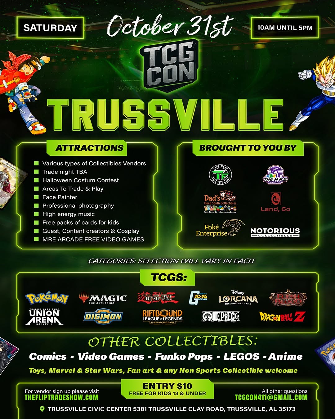 Vendor Space TCG CON Trussville AL Oct 31 2026